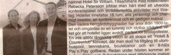 Reportage: KalmarPosten, Köpte Hotel Törneby Herrgård